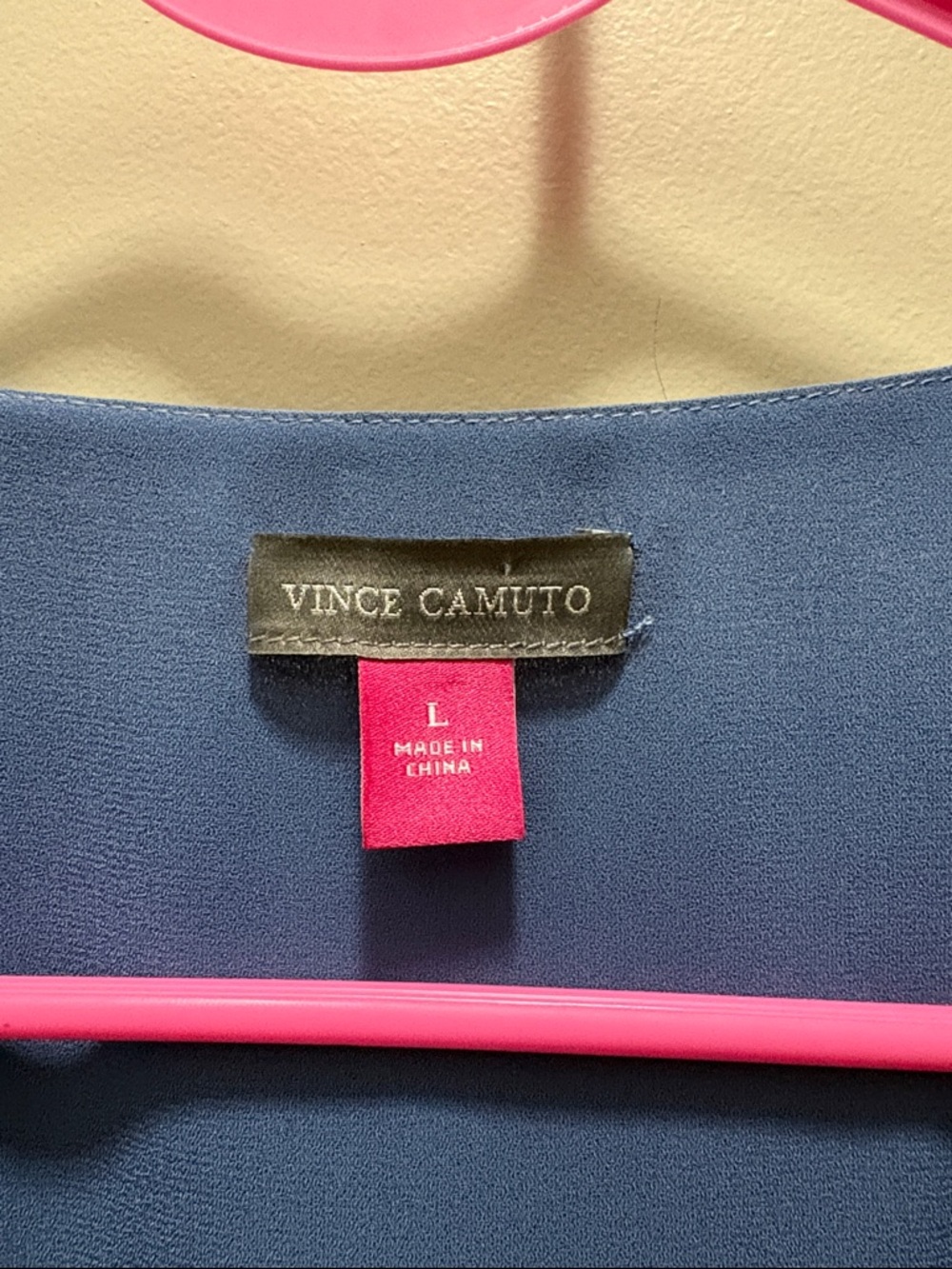 Vince Camuto Dusty Blue V-Neck Flutter Sleeve Blouse - Picture 2 of 6
